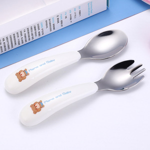 Cuchara y tenedor infantiles de dibujos animados, cuchara de acero inoxidable 304, juego de vajilla de entrenamiento para bebés, productos portátiles para regalo. - Product Image 2