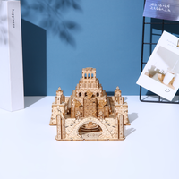 Puzzle 3D en bois en gros : Diorama de ruines antiques, modèle de construction de ruine médiévale à assembler soi-même