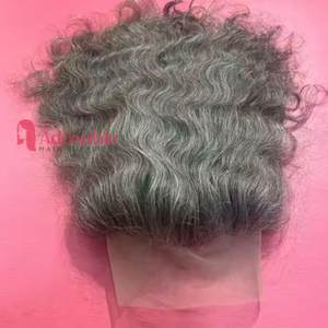 วิกผมเรมีธรรมชาติแบบ100% สีเทาและสีเกลือและพริกไทยอินเดียสำหรับผมเส้นเดี่ยวสวิสลูกไม้สีเทาจากอินเดีย - Product Image 2