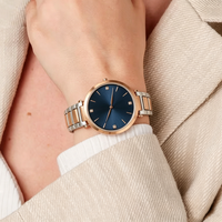 Montre de luxe pour femme en acier inoxydable à quartz, verre minéral, aiguilles, étanche 3 ATM, fermoir invisible, style vintage, logo personnalisé, fabrication usine