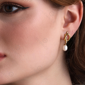 <span class=keywords><strong>Orecchini</strong></span> <span class=keywords><strong>Pendenti</strong></span> con Nodo <span class=keywords><strong>a</strong></span> <span class=keywords><strong>Cuore</strong></span> in Argento Sterling 925 e Perla, Gioielli Minimalisti Gemnel - Product Image 4