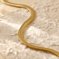 Ensemble Collier et Bracelet Chaîne Serpent en Laiton Plaqué Or Premium Style Hip Hop Bijoux Épais en Maille Chevrons 18K pour Femme Mariage