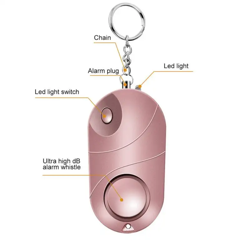 المحمولة الذاتي الدفاع 130dB الشخصية الأمن مفاتيح التنبيه LED أضواء الطوارئ إنذار سلامة للنساء