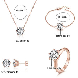 Set Perhiasan Moissanite Kupu-kupu Mewah Perak S925 1/2/3CT Enam Prong Solitaire Kalung Gelang Cincin Anting Stud GRA - Product Image 6