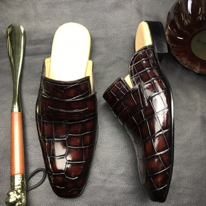 Luxe Alligator Huid Halve Schoenen Comfortabele Echt Lederen Slippers High-End Handgemaakte Aangepaste Heren Casual Schoenen - Product Image 5