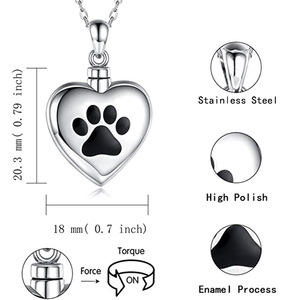 Edelstahl Pet <span class=keywords><strong>Ash</strong></span> Anhänger Urne Halskette für Frauen Lünette Einstellung Erinnerung Memorial Andenken für Hunde und Katzen - Product Image 5