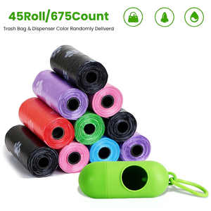 Sacchetti per la raccolta delle deiezioni canine Pawfect, 45 rotoli, 675 pezzi, con dispenser, a prova di perdite, senza profumo, per cani e gatti - Product Image 1