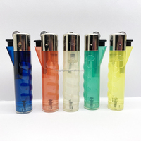 Briquet de bougie de butane de silex mince de cigarette de doigt de rouge à lèvres semi transparent avec le CLIP de couleur unie