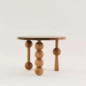 Ensemble table et chaises de salle à manger <span class=keywords><strong>en</strong></span> <span class=keywords><strong>bois</strong></span> massif de style nordique simple américain, rétro, <span class=keywords><strong>petit</strong></span> appartement, design circulaire, élégant, meubles de salle à manger - Product Image 5