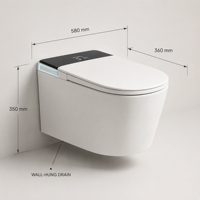 WC intelligent mural GX-90V2 avec bidet, télécommande, siège chauffant, sans limite de pression d'eau, chauffage instantané, capteur de pied