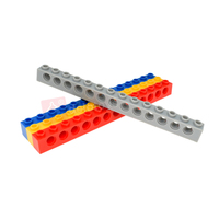 DELO TOYS Blocs de construction éducatifs en plastique ABS, 1*14 Briques 1 X 14 avec trous (N°32018)
