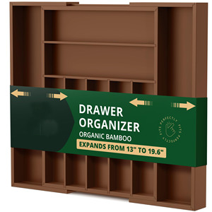 Di bambù di lusso <span class=keywords><strong>cassetto</strong></span> della cucina Organizer argenteria <span class=keywords><strong>porta</strong></span> utensili e <span class=keywords><strong>posate</strong></span> vassoio con cassettiere scanalato - Product Image 1