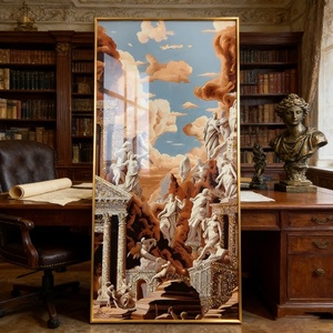 Horloge murale décorative d'art islamique, peinture murale LED en porcelaine de cristal, paysage de palais, décoration intérieure, personnalisation en gros - Product Image 1