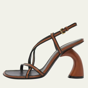 Sandalias de tiras cruzadas para mujer, estilo diseñador, con hebillas de verano, correa trasera, tacones irregulares con gancho, zapatos de punta abierta - Product Image 1