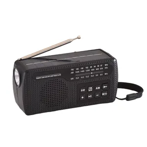 Radio de manivela Solar portátil para HS-2983, Radio AM, FM, SW, con la mejor recepción, funciona con batería con linterna