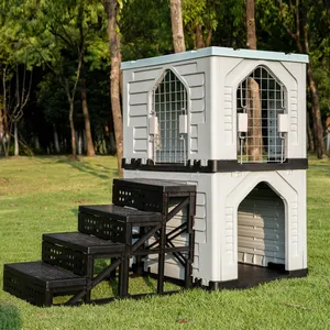 Casa de plástico multicapa para perros, caseta de fácil instalación para interiores y exteriores