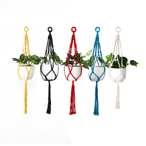 Cintre en <span class=keywords><strong>corde</strong></span> de coton tissé à la main pour la décoration intérieure et extérieure livraison directe différentes tailles <span class=keywords><strong>Pot</strong></span> sac en filet <span class=keywords><strong>suspendu</strong></span> pour jardinières - Product Image 1