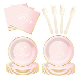 ชุดจานชามกระดาษลายรุ้ง DAMAI สำหรับงานแต่งงานและงานวันเกิด บรรจุ 8 ชิ้น - Product Image 4