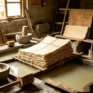 Papier vintage vieilli en fibre de mûrier avec texture végétale naturelle pour la création artistique DIY et la décoration esthétique de la maison - Product Image 1