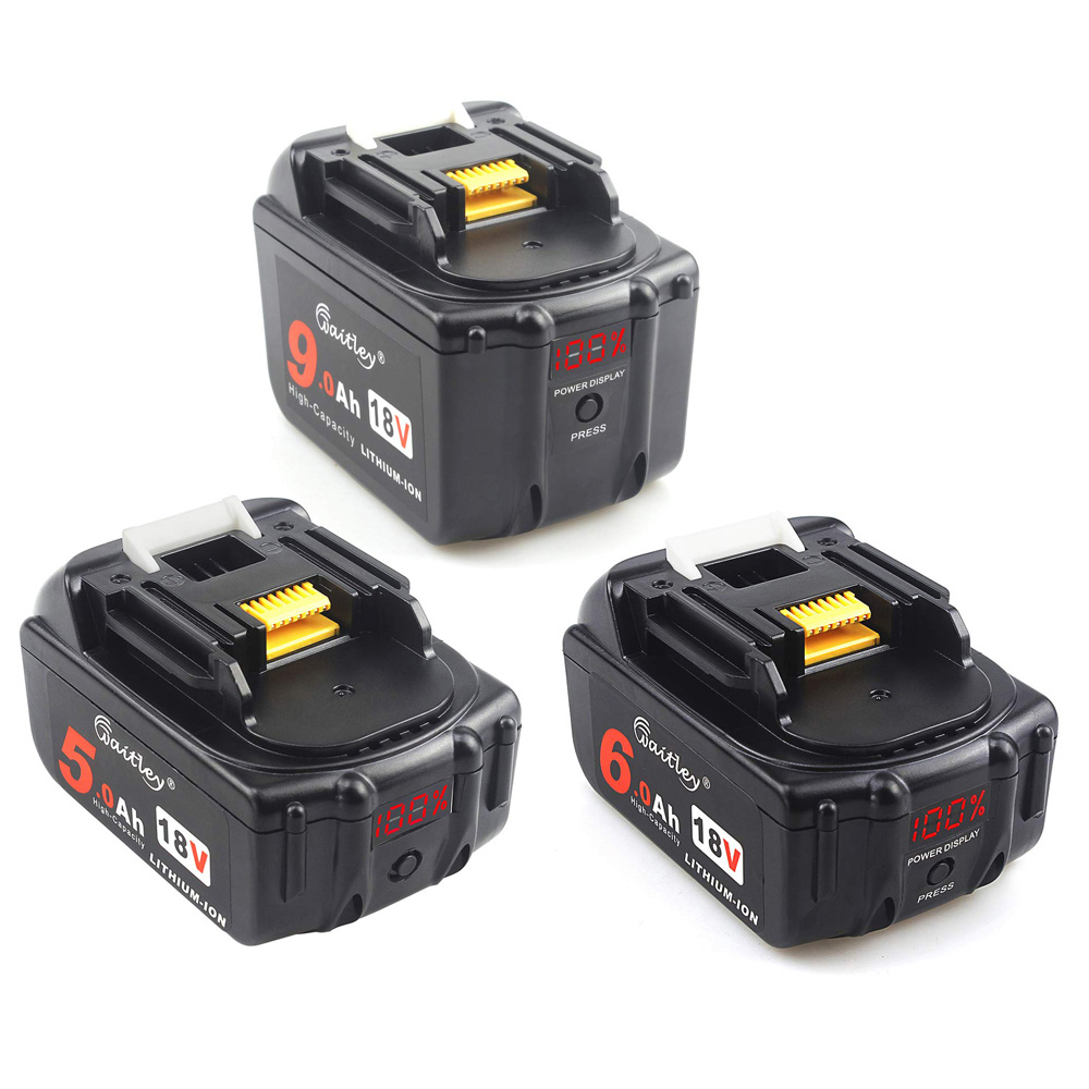 Waitley 18V 5.0 6.0Ah Rechargeable Battery For Makita Power Tools with LED Li-ion Replacement LXT BL1860 1850 18 v 9 A 6000mAh
