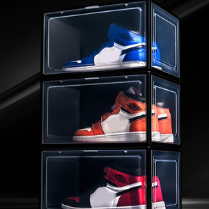 아크릴 접이식 측면 오프닝 신발 보관함 헤비 듀티 투명 플라스틱 운동화 플라스틱 디스플레이 쌓을 수있는 신발 보관함 - Product Image 3