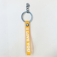 Porte-clés en caoutchouc souple PVC en forme de lettre, avec cordon en cuir, jouet en peluche, accessoire en silicone et cuir, petit pendentif, cadeau