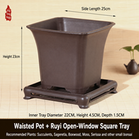 Pot Bunga Resin untuk Penggunaan di Taman, Pot Minimalis Gaya Cina dengan Banyak Lubang Drainase, untuk Tanaman Anggrek Daun Kecil Merah