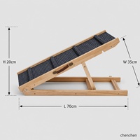 Rampe pliable en bois pour animaux de compagnie avec poignée de transport, tapis antidérapant, support à encoches, rangement facile, échelle pour lit de chien ou de chat