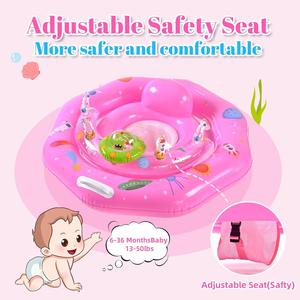 Piscine gonflable rose pour bébé avec auvent pare-soleil, siège de sécurité réglable et jouets sonores à presser - Product Image 4