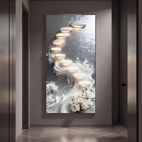 Grand décor mural 3D abstrait blanc vague créative pour couloir porche entrée lumière luxe diamant cristal porcelaine peinture