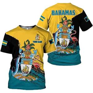 T-shirt pour homme en gros, style drapeau des Bahamas, rayures diagonales et couleurs superposées, dernière collection 2026, Jour de l'indépendance des Bahamas - Product Image 4