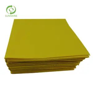 Offre Spéciale super absorbant non-tissé aiguille poinçonnée viscose polyester couleur jaune ménage chiffon de nettoyage de sol polyvalent