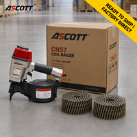 Cloueur pneumatique industriel ASCOTT CN57, 15 degrés, 25-57 mm, outil de charpente et de palettisation pour le travail du bois, alimenté par air comprimé, pour la construction, certifié CE