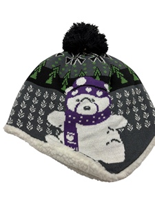 Taiwan a fait le stock 56-58Cm 100% acrylique bébé ours bonnet avec oreilles pour cadeau X'MAS - Product Image 4