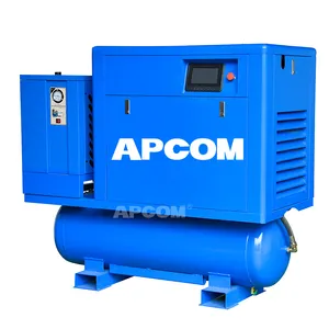 Low Noise APCOM High Pressure mini Integrated Package Rotary Screw Air Compressor with tank dryer and filter