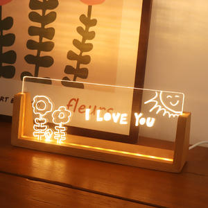 Regalos Personalizados para Jefes y Compañeros de Trabajo Lámpara LED de Escritorio de Oficina Moderna Placa de Acrílico Iluminada para Nombre con Base de Madera - Product Image 2