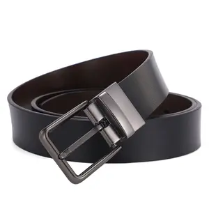 Adjustable High Quality Wholesale Pin Blet Buckle Double Layer Split Genuine Cowhide Leather Belt For Man