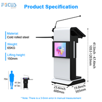 Chaire intelligente avec signalisation LED utilise un podium multimédia d'église avec des microphones intégrés et des pupilles numériques avec écran de 21.5 pouces