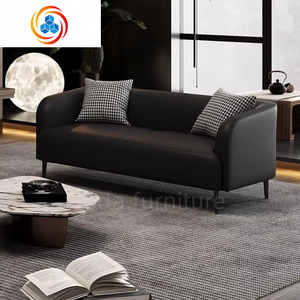 Canapé sectionnel convertible carré moderne en cuir véritable personnalisé, rembourré en éponge, à motif nuageux, trois places, pour chambre et salon - Product Image 6