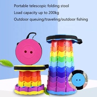 Tabouret pliable rétractable, chaise portable en plastique télescopique, pliable et rétractable, pour le camping, la pêche, le jardin