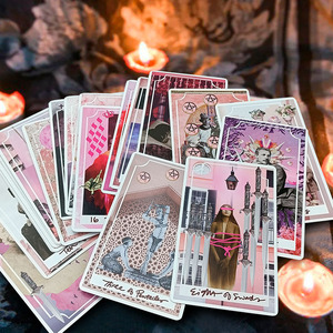 Materiale di alta qualità stampa personalizzato di lusso presente lamina di rosa sovrapposizione e un bordo di lamina <span class=keywords><strong>tarocchi</strong></span> bordati d'oro per fare regali - Product Image 5