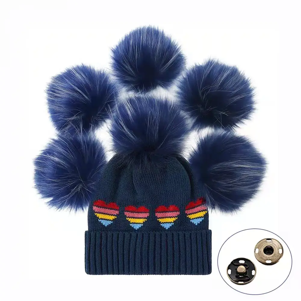 Colorful Detachable Rainbow Color Faux Fur Ball Chromatic Faux Fox Fur Fluffy Pompom For Hats