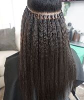 Extensions de cheveux brésiliens vierges en gros, lisses et crépus, à micro-anneaux, pointe en I