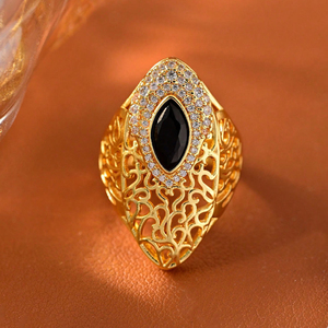 Anillo de Lujo Chapado en Oro con <span class=keywords><strong>Gema</strong></span>, Anillo Turco de Filigrana de Dubái con Circonita, Joyería Árabe para Mujer, Regalo de Boda - Product Image 3