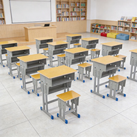 Ensemble Chaise et Table d'Écolier Traditionnelles les Plus Populaires, Durables, Réglables, avec Construction en Métal et Contreplaqué de Haute Qualité