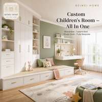 Ensemble de chambre d'enfant personnalisé, lit tatami avec armoire et bureau d'étude |   Solution pour toute la pièce |   Usine de mélamine OEM