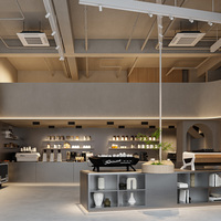 Comptoir de bar moderne pour café, étagère en bois pour pâtisseries, vitrine à desserts en verre, vitrine LED, design personnalisé pour boulangerie-café
