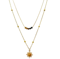 Hisera Nouveauté Best-seller Pierre en résine cristalline naturelle couleur caramel Unisexe Élégant Luxueux Plaqué or 18 carats Collier Chandail Bouddhisme