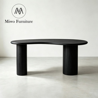 Bureau contemporain pour l'apprentissage à domicile, table de direction moderne, bureau d'ordinateur, table de réception ovale en bois noir pour le jeu et l'écriture