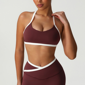 Soutien-gorge personnalisé à bretelles spaghetti et couleurs contrastées Soutien-gorge pour le dos Beauté Sous-vêtements de sport à séchage rapide Running Fitness Débardeur Femmes - Product Image 5